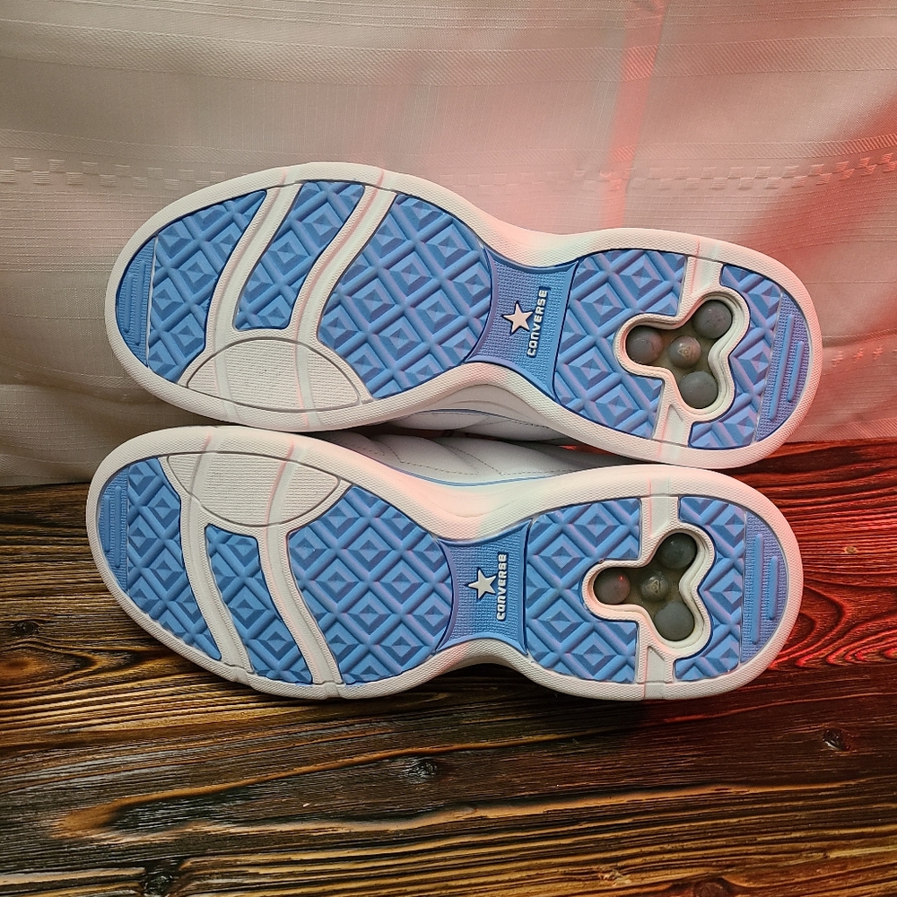 Converse All Star Chuck Taylor White and Blue Leather Sneakers Womens Size 10.5 - Picture 5 of 7